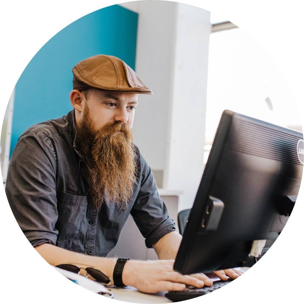 photo of student working on a computer